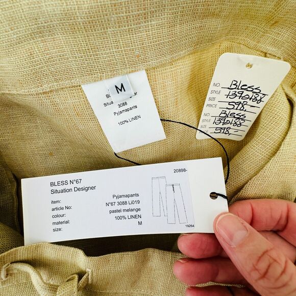 NWT BLESS 2-Piece Tan Pastel Melange 100% Linen Sakko Shirt & Linen Pants Medium - Picture 9 of 16